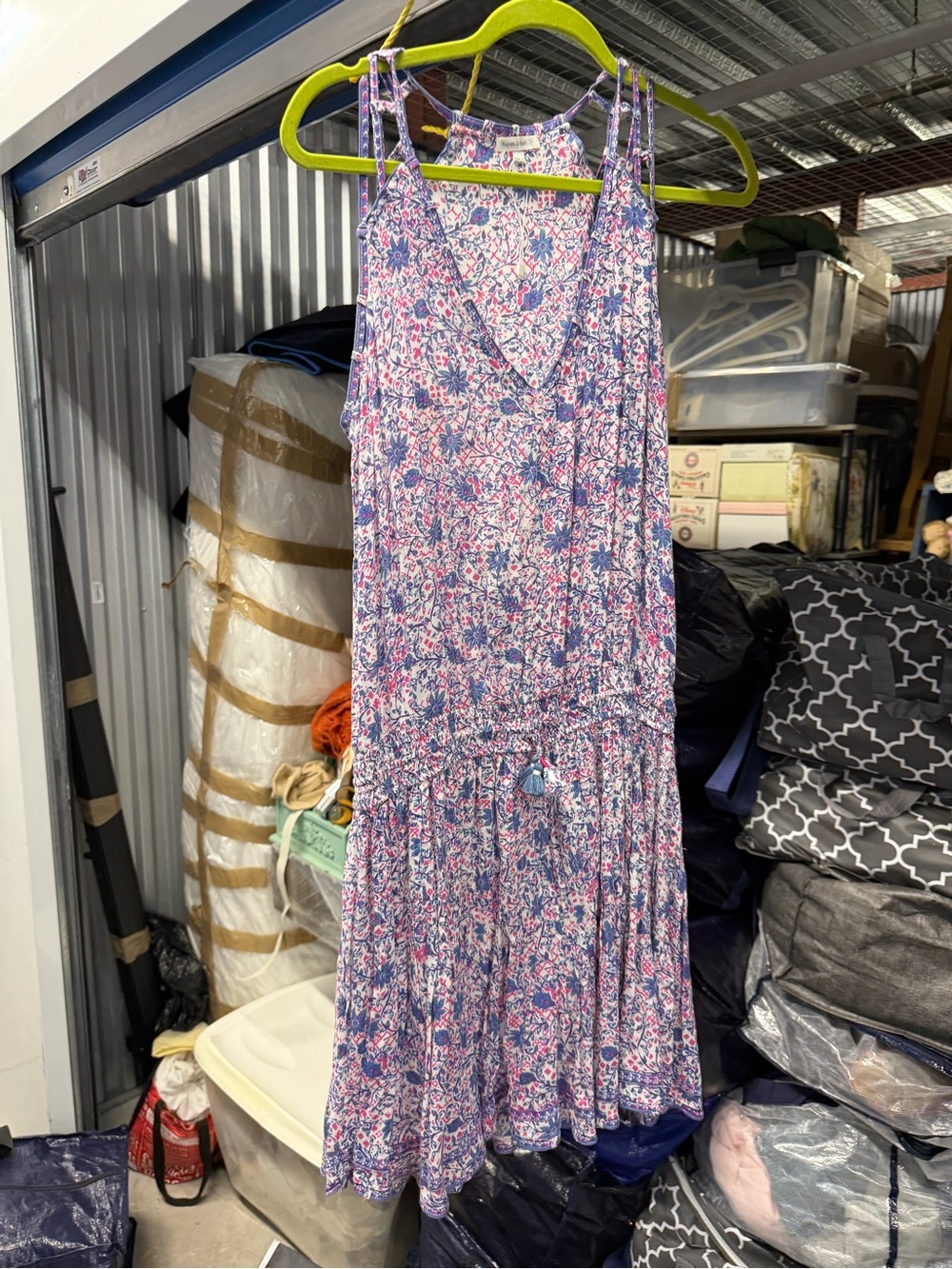 Poupette St. Barth Pink & Blue Floral Midi Dress